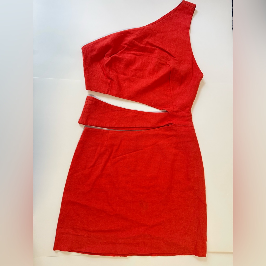 Farm Rio Cut-Out Mini Dress Size M 100% Linen